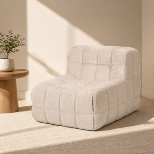 Sofá Compacto de Estilo Nórdico en Tela Acanalada Color Crema, Sillón Modular <span class=keywords><strong>Camaleonda</strong></span> Tapizado de 1 Plaza para Decoración de Apartamentos - Product Image 1