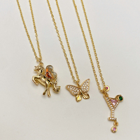Nouveauté Collier Chaîne à Maillons en Cuivre Plaqué Or 18K Style Classique Mylove Cheval Volant Papillon Zircon Verre à Vin Unisexe Cadeau