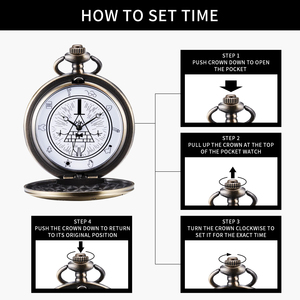 Montres de poche à quartz BOSHIYA avec chaîne, thème Gravity Falls Bill Cipher, montre de poche vintage en bronze/cadeau - Product Image 5