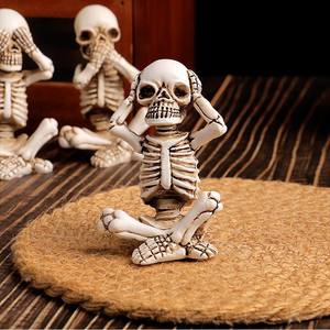 Ensemble de 3 Squelettes Sages, Statue sans Squelette, Décoration de Bureau en Résine, Ornement Squelette, pour Halloween - Product Image 2