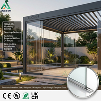 Pergola motorisée de luxe ANCSEM avec ensemble de canapés d'extérieur pour une solution de villégiature haut de gamme au bord de la piscine