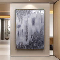 Décoration de salon, art abstrait peint à la main à 100%, peinture sur toile, peinture à l'huile de paysage argenté 3D