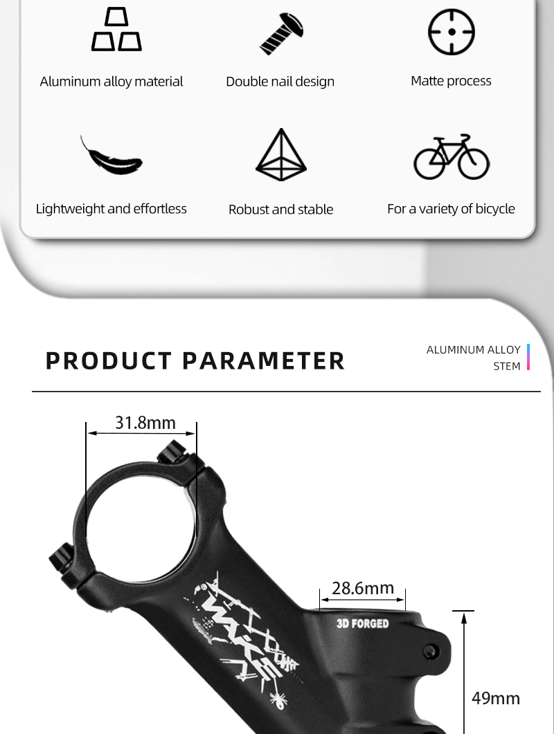 Attacco Corto 45mm Bici UNO MTB Attacco Manubrio Per Mountain Bike Da 0 Gradi 31,8x35/45mm Accessori Per Biciclette Ultraleggeri Dal Design Cavo In Lega Di Alluminio Attacco Manubrio Universale