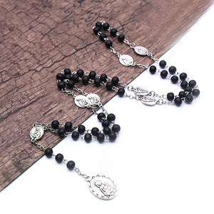 <span class=keywords><strong>Rosario</strong></span> de Cuentas Negras con Cruz, Joyería Religiosa Cristiana, Collar de los Siete Dolores - Product Image 4
