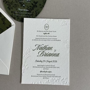 Invitación de Boda de Lujo, Tarjeta de Felicitación con Impresión Tipográfica, Laminación de Película, Diseño Elegante, Papel Kraft de 600 g/m², Boda de Alta Gama - Product Image 5