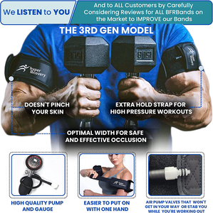 Bomba de Aire Inteligente que Controla los Brazaletes de Entrenamiento con Limitación de Corriente BFR para Brazos y Piernas Manguitos de Entrenamiento de Resistencia a Mordeduras Duraderos <span class=keywords><strong>Physi</strong></span> BFR - Product Image 2