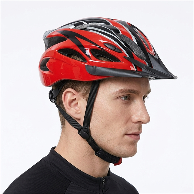Unisex PC In-Mold Glossy Bicycle Helmet Good Quality Stock for Cycle Riding Downhill MTB & Mens Bike Plastic Material