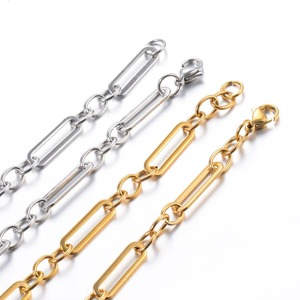 Cadena de eslabones tipo clip de acero inoxidable de 6.5mm de ancho, collar fino para mujeres y hombres, color plata/oro, gargantilla creativa, regalo de joyería - Product Image 5
