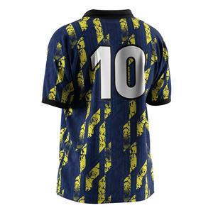 เสื้อโปโลฟุตบอลแบบลำลองสำหรับวันแข่งขัน ติดกระดุมเม็ดเดียว ผ้าตาข่ายระบายเหงื่อ แผ่นผ้าแห้งเร็ว และสีสันแบบคัลเลอร์บล็อกที่ปรับแต่งได้ - Product Image 6