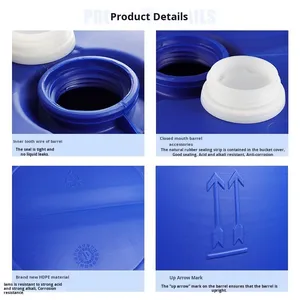 도매 200L 플라스틱 드럼 식품 등급 이중 링 배럴 엔진 오일 및 폐액 용 두꺼운 뚜껑 - Product Image 2