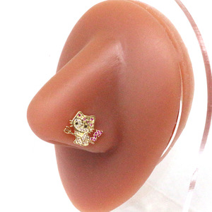 YW gros fleur CZ papillon en forme de L nez goujon corps Piercing bijoux en acier inoxydable broche nez anneaux goujon pour 20G - Product Image 5