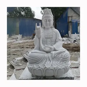 Garten dekoration im Freien großer weißer Marmorstein, der Gautam Guan Yin Buddha Statue Skulptur zum Verkauf meditiert