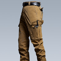 Pantalon cargo tactique respirant pour homme, en tissu ripstop de coton, résistant à l'usure, multi-poches, pour le travail en extérieur et l'entraînement