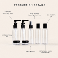 Lot de 7 Ustensiles de Voyage pour Cosmétiques, Trousse de Toilette Polyvalente, Flacons en Plastique Format Voyage