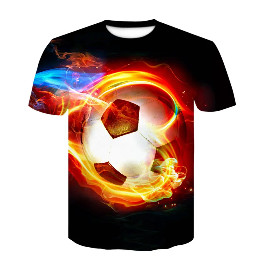 Fitspi 3d baskı futbol grafik T shirt ilginç kişilik Casual erkek T-shirt toptan nefes kısa kollu T-shirt