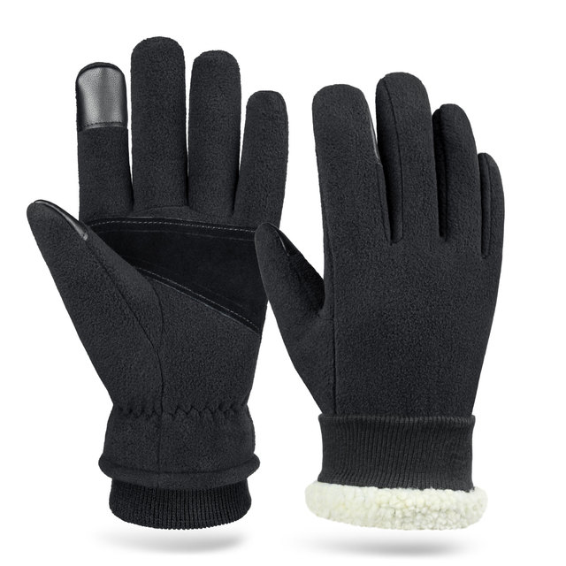 OZERO Winter Gloves Men Women Thermal Polar Fleece Insulated Lambwool Windproof Waterproof Touchscreen Anti-Slip Warm Work Glove
