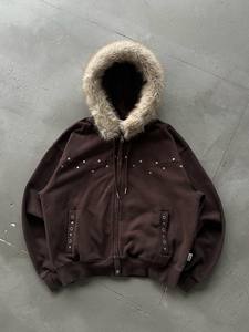 Sudadera con Capucha de Felpa con Capucha de Piel Sintética, Estilo Vintage, Talla Grande, para Hombre, con Cuello Desmontable y Cremallera - Product Image 2