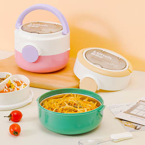 Boîte à lunch 60X ronde en acier inoxydable 304, double couche, isolée, compatible micro-ondes, portable, design uni - Product Image 3