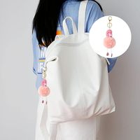 Porte-clés Pompon en Fausse Fourrure de Lapin, Porte-clés Flamant Rose Tendance pour Sac à Main Femme, Sac d'École, Téléphone Portable ou Pendentif de Voiture