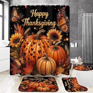 Cortina de Ducha de Poliéster con Diseño de Girasoles, Cortina de Baño con Impresión Digital, Impermeable, Personalizada, Juego de Cortinas de Ducha Modernas al por Mayor 3 - Product Image 2