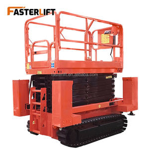 Plataforma Elevadora Móvil Eléctrica de Tijera sobre Orugas de 8m, 10m, 12m, 14m, 130kg, de Acero Aleado Estable, para Trabajos Aéreos, en Venta - Product Image 4