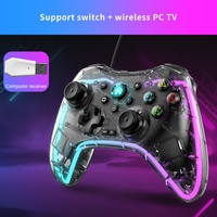 Tablette de jeu Hyt S03 avec éclairage RGB, moteur de vibration, bouton Turbo, prise casque, contrôleur de jeu sans fil BT 2.4G à détection de mouvement
