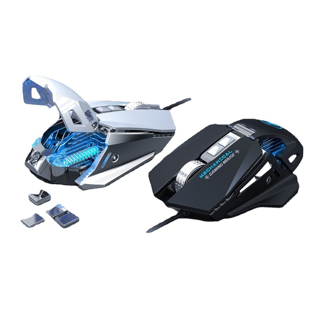 For T96 RGB Wired Gaming Mouse High Precision 7200 DPI Optical Sensor USB Interface 7 Buttons Right-Handed Ergonomic Design