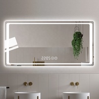 Kaca pembesar LED layar sentuh cerdas Modern, kaca pembesar kosmetik gantung dinding tahan air untuk dekorasi rumah Hotel