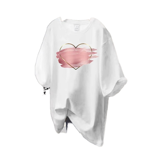 Camiseta de Verano Personalizada 100% Algodón, Linda, Tejida, con Estampado Tie Dye, Cuello Redondo, Holgada, de Manga Corta para Mujer, con Logotipo 3D - Product Image 1