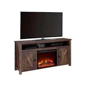 QSZEN 60 pouces meuble <span class=keywords><strong>TV</strong></span> avec cheminée électrique 23 pouces Style moderne bois et matière plastique <span class=keywords><strong>pour</strong></span> RV salon salle à manger - Product Image 1