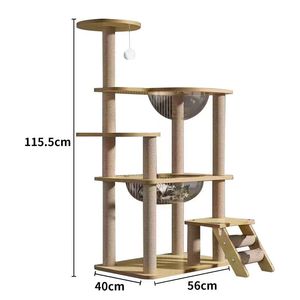 Moderne, milieuvriendelijke kattenboom met 4 niveaus & bovenop kartonnen verpakking, geschikt voor binnen/buiten gebruik, kattenklimrek & krabplank - Product Image 4