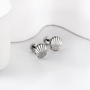 Shell Stud <b>Earrings</b> Gold Plated Zinc Alloy Stainless Steel <b>Post</b> Fashionable Simple Elegant For Women Everyday Wear - Product Image 3