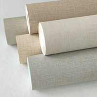 Papiers peints texturés à motif lin, revêtement vinyle, imperméables, avec support en tissu, revêtement mural en vinyle pour hôtel