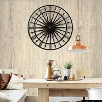 Reloj de Pared Metálico de 24 Pulgadas con Diseño de Rayos de Sol, Números Romanos, Hierro Hueco, Estilo Vintage para Decoración de Pared