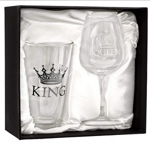 Set di Bicchieri di Lusso per Birra King e Vino Queen, Vetro Bianco di Alta Qualità 450ml, Stile Americano, Idea Regalo di Natale per Matrimoni in Offerta - Product Image 4