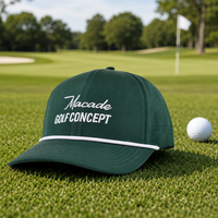 Casquette de baseball structurée à 6 panneaux, séchage rapide, 100 % polyester, avec logo brodé, calotte haute, perforations laser, style golf et cordelette