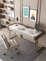 Meja kantor Modern eksekutif mewah meja komputer batu sined berbentuk persegi panjang dengan laci furnitur kantor bergaya