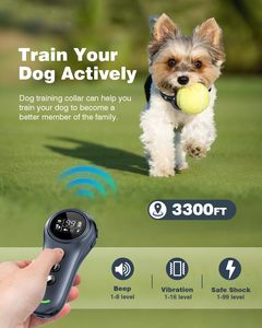 Collare di addestramento del cane 2-in-1 - Shock & collare della corteccia con il telecomando di 3300FT, 5 livelli regolabili di sensibilità, - Product Image 4