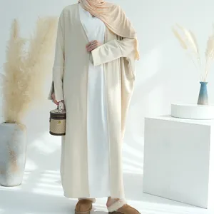 Loriya OEM ODM Ramadan Autumn Winter Plain Color Velvet Cardigan Abaya Muslim Women Dress Dubai Abaya Winter abaya