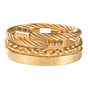 CJ Oferta Caliente: Set de Pulseras Modernas para Hombre de Acero Inoxidable y Acero de Titanio, con Diseño Vintage Romano Digital, Cilíndrico y de Cabeza Cuadrada, Tejido - Product Image 2