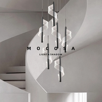 McKas Moderne Minimaliste Nordique Rotation Escalier Pendentif Long Luminaire pour Appartement Duplex Villa Salon Lustre