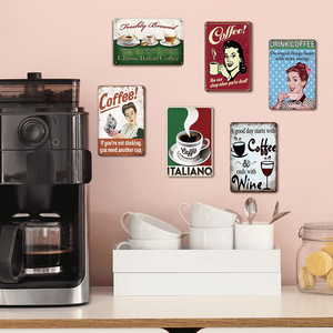 Letrero Metálico de Café Italiano Recién Hecho, Decoración de Pared para Cafetería, Hogar, Cocina, Bar u Oficina, con Diseño de Cappuccino, Espresso y Latte - Product Image 3