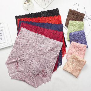 Braguitas de Encaje para Mujer, Cintura Alta, Sexy, Transparentes, Tanga, Talla Grande, Caderas, Abdomen, Sin Costuras, Antibacterianas, Transpirables, de Algodón Puro - Product Image 1