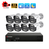 Nouvelle mise à niveau : Kit de caméra de sécurité POE 8 canaux 4K avec détection intelligente IA, système de vidéosurveillance avec détection de visage, de personne et de véhicule, enregistrement 24/7