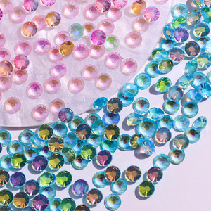 Nouveauté très vendue : Cristal de verre rond chaud Elf Aurora à fond plat pour nail art coloré, autocollant pour ongles DIY, strass - Product Image 1