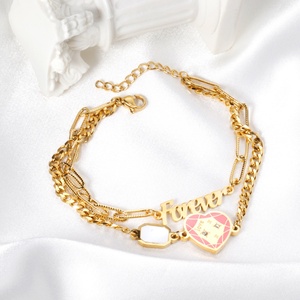 Bijoux de mode pour femmes, bracelet en acier inoxydable, charme plaqué or 18 carats, bracelets à chaîne pour femmes, bracelet géométrique - Product Image 3