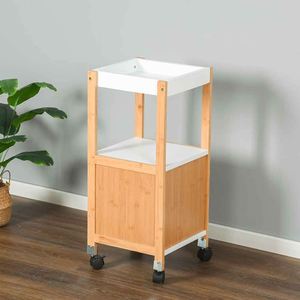 Multipurpose White Four-Tier European Style Wooden Drawer Trolley Tea Prams Rolling Bathroom Towel Organizer <b>Storage</b> Cart - Product Image 6