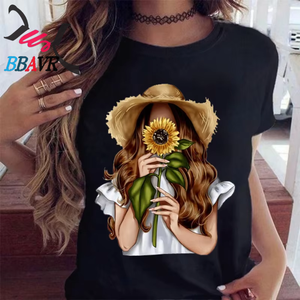 T-shirt pour femmes à manches courtes et col rond, imprimé numérique 3D, pour l'été, pour les activités de plein air - Product Image 6