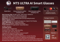Gafas Inteligentes MT5 ULTRA AI 2026 con Cámara de 8MP, Estuche de Carga, Llamadas Bluetooth, Traducción por IA, Control por Voz y Protección Anti-luz Azul