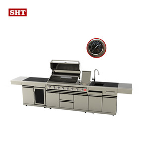 Professional outsid kitchen bbq gas luxury grill modular barbecue kitchen island cabinet with fridge